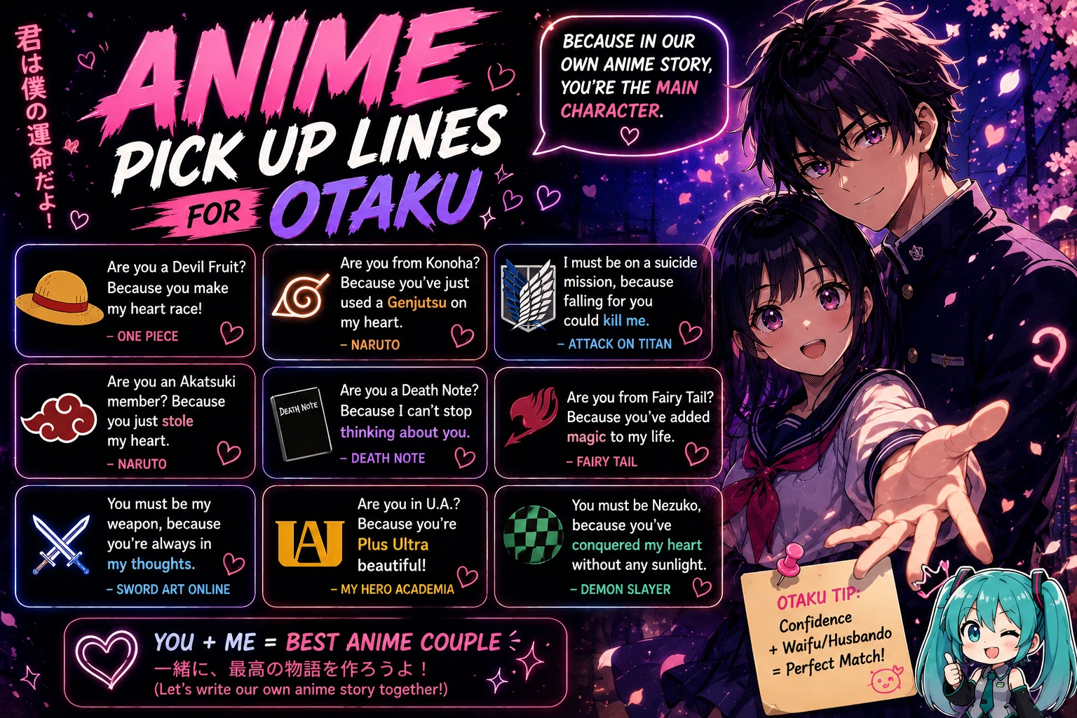 Anime Pickup Lines for Otaku