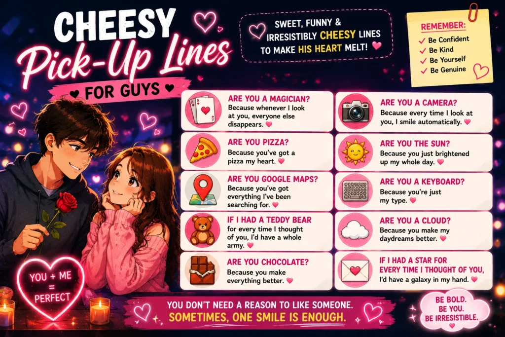 235+ Best Cheesy Pickup Lines for Guys  😎🔥