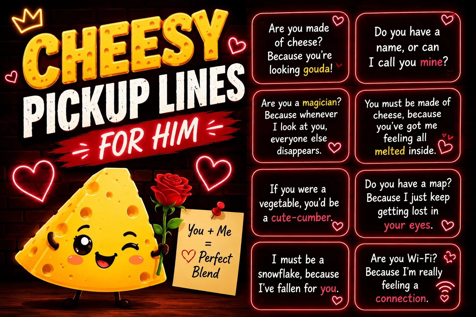 Cheesy Pickup Lines for Him