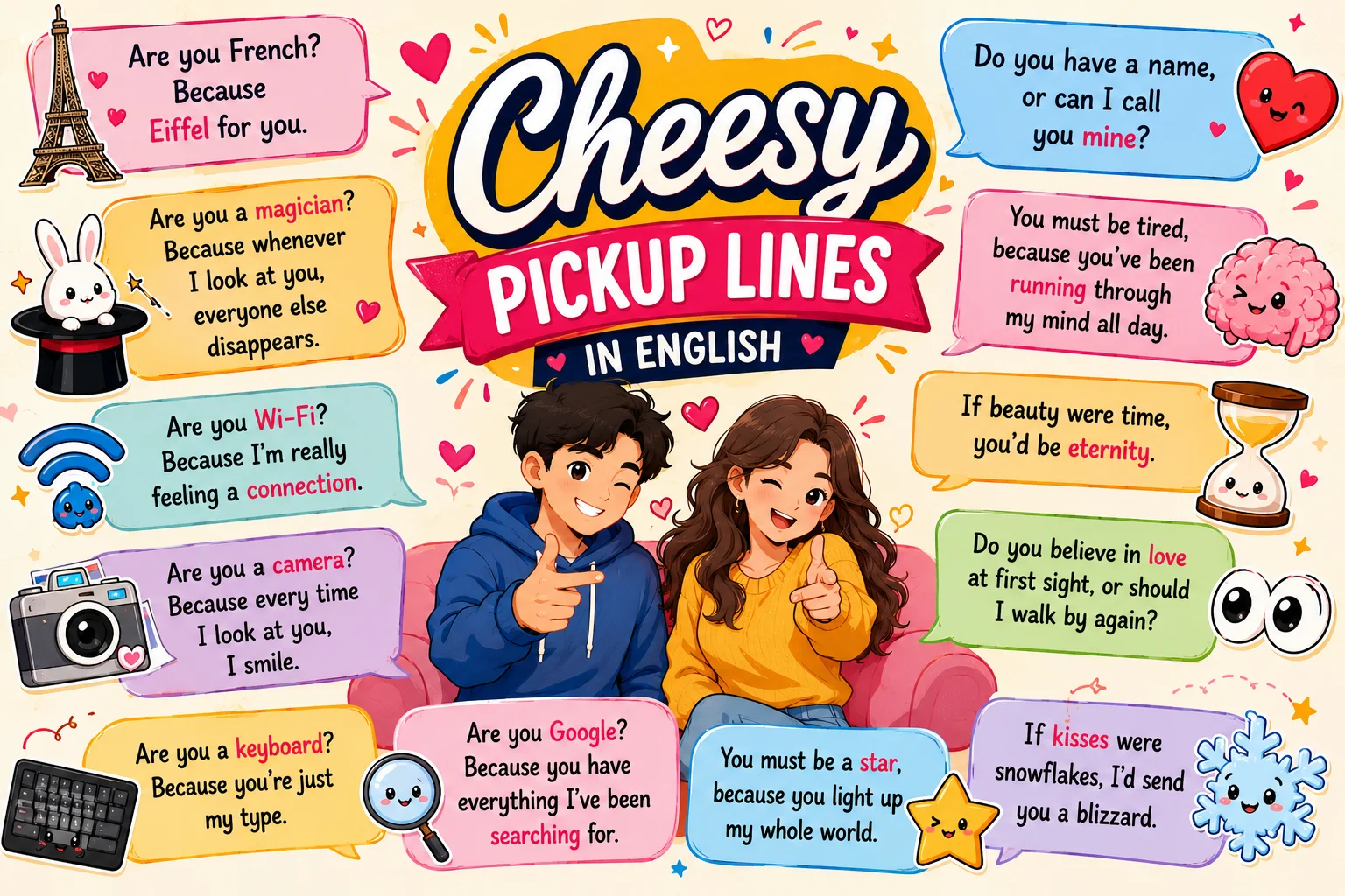 Cheesy Pickup Lines in English for Texting