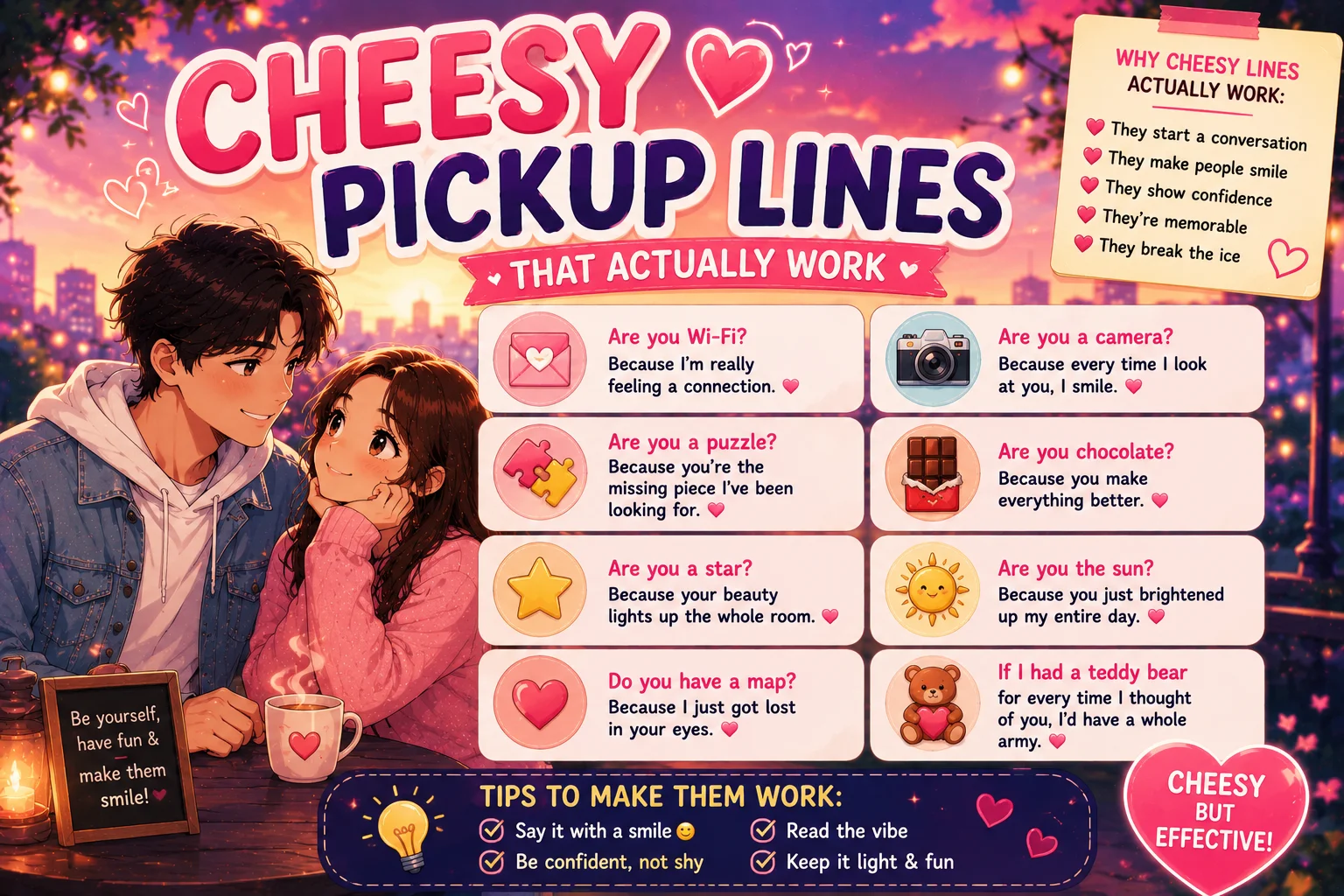 Cute Cheesy Pickup Lines That Actually Work Over Text