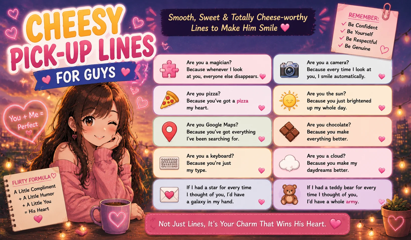 Cute Cheesy Pickup Lines for Guys That Feel Sweet