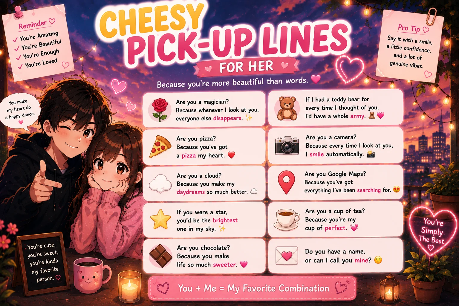 Smooth Cheesy Pickup Lines for Her That Feel Effortlessly Flirty