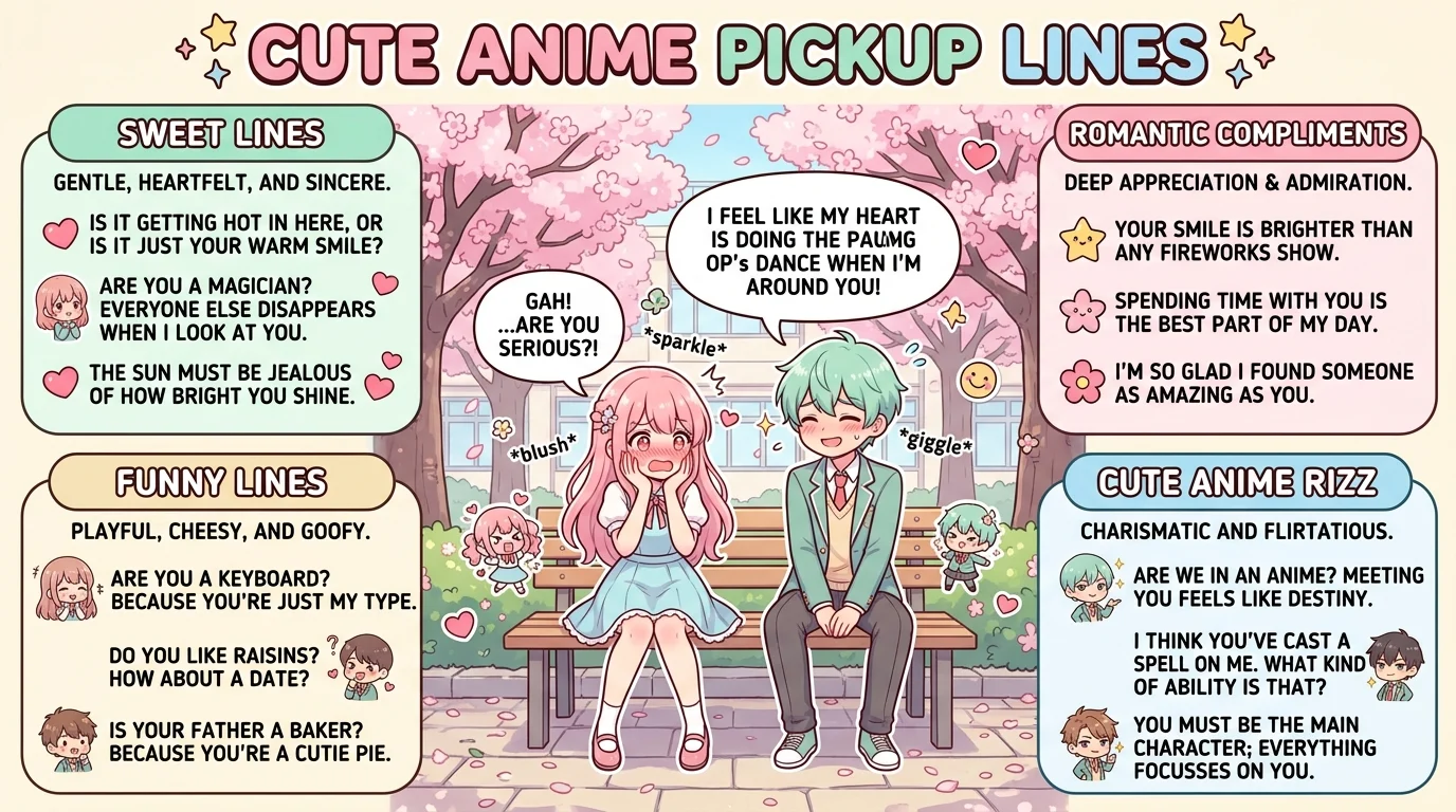 Flirty and Romantic Cute Anime Pickup Lines